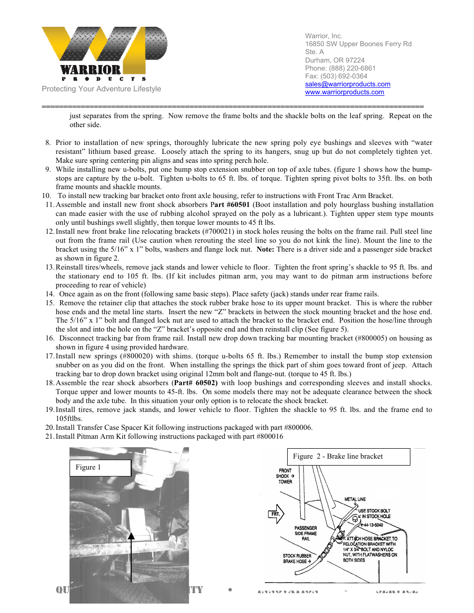 Warrior 30630 LIFT KIT (1987 – 1996 Jeep YJ Wrangler) User Manual | Page 2 / 5