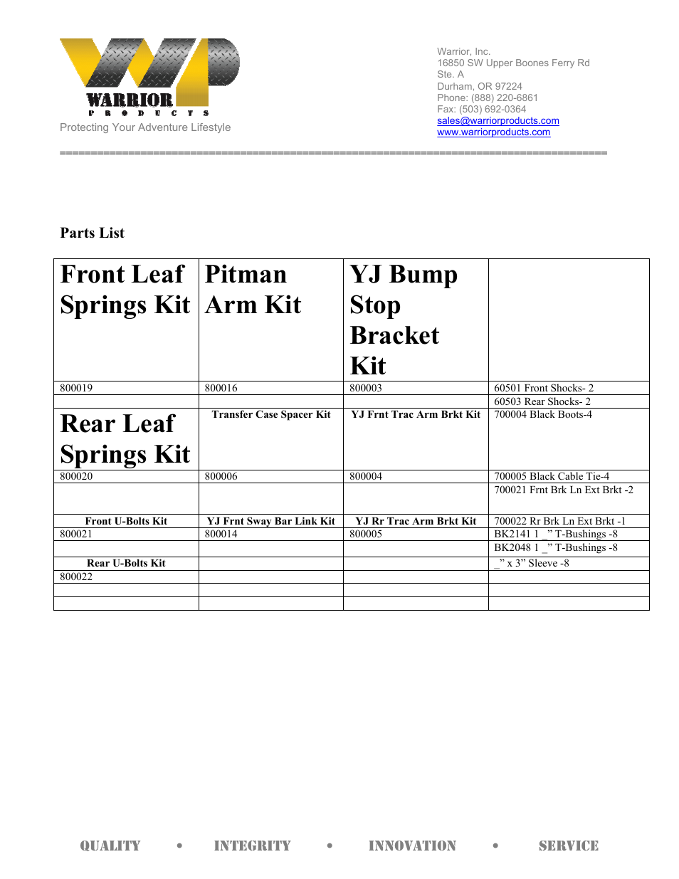 Rear leaf springs kit | Warrior 30630 LIFT KIT (1987 – 1996 Jeep YJ Wrangler) User Manual | Page 5 / 5