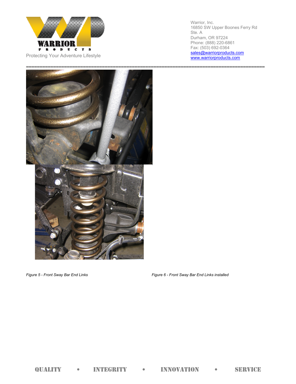 Quality • integrity • innovation • service | Warrior 30851 - JK 3” Coil Spring Lift Kit (2007 – 2013 Jeep JK Wrangler) User Manual | Page 5 / 8