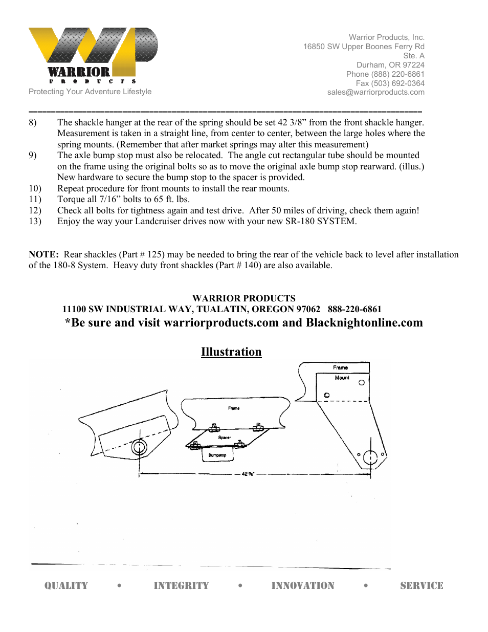 Warrior SR 180-8 SYSTEM (1960 – 1984 Toyota FJ40 Landcruiser) User Manual | Page 2 / 2