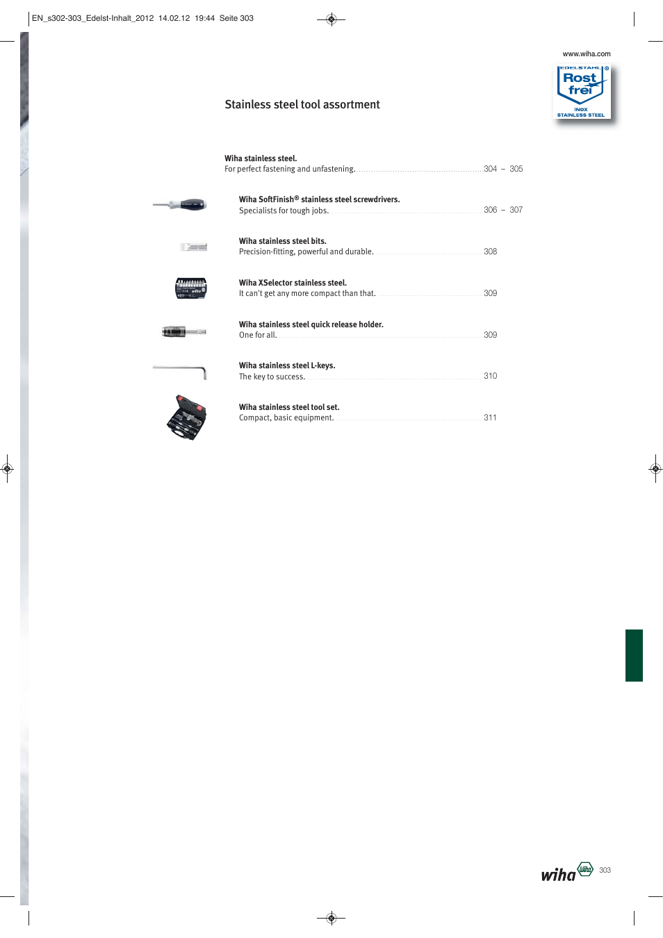 Stainless steel tool assortment | Wiha Tools Stainless steel tools User Manual | Page 2 / 2