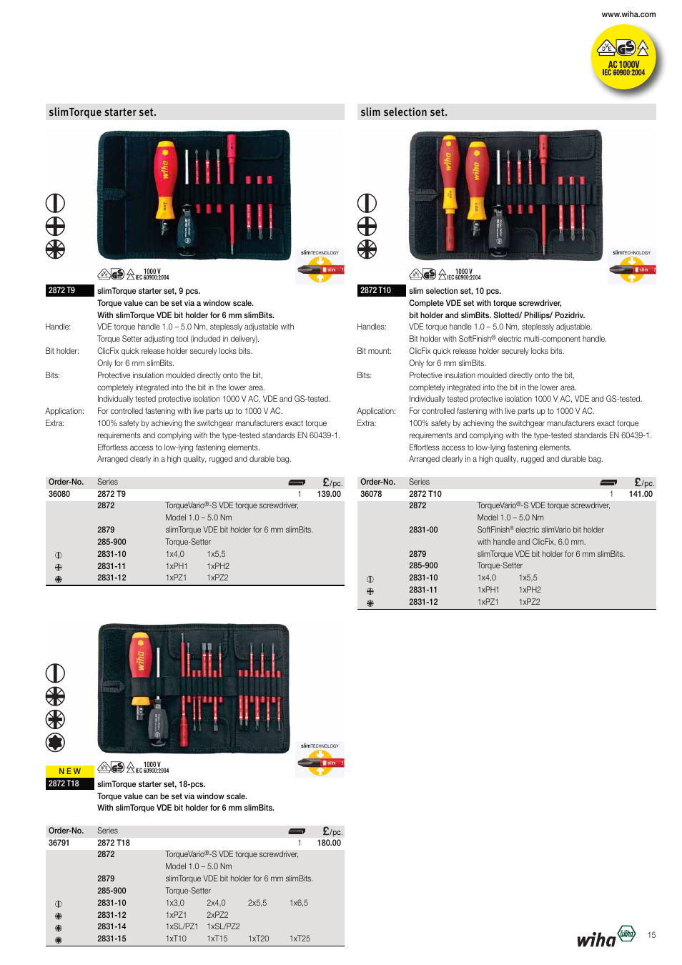 Slimtorque starter set, Slim selection set | Wiha Tools VDE tools brochure User Manual | Page 15 / 68