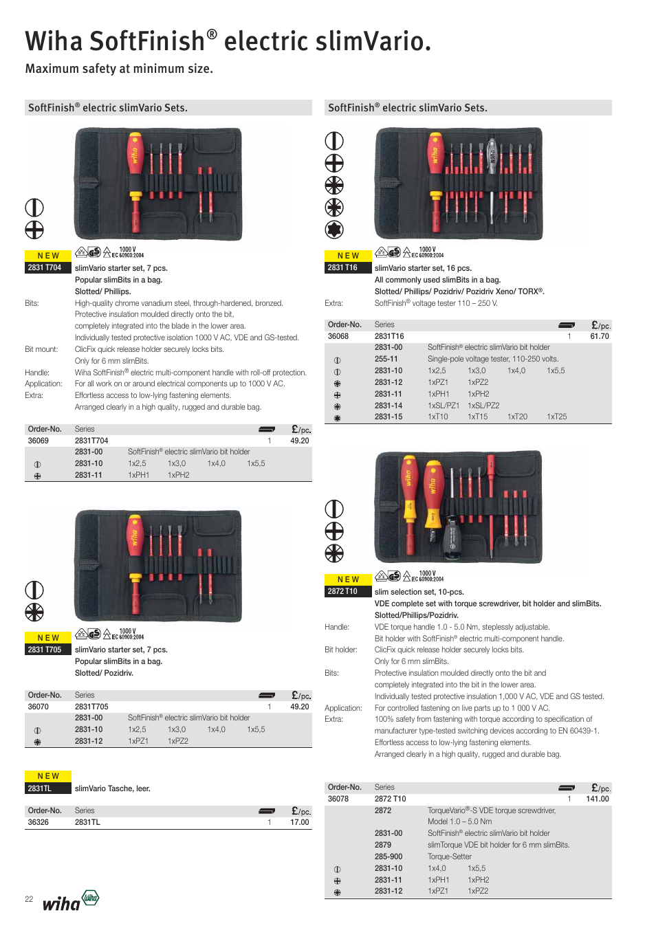 Wiha softfinish, Electric slimvario, Maximum safety at minimum size | Softfinish, Electric slimvario sets | Wiha Tools VDE tools brochure User Manual | Page 22 / 68