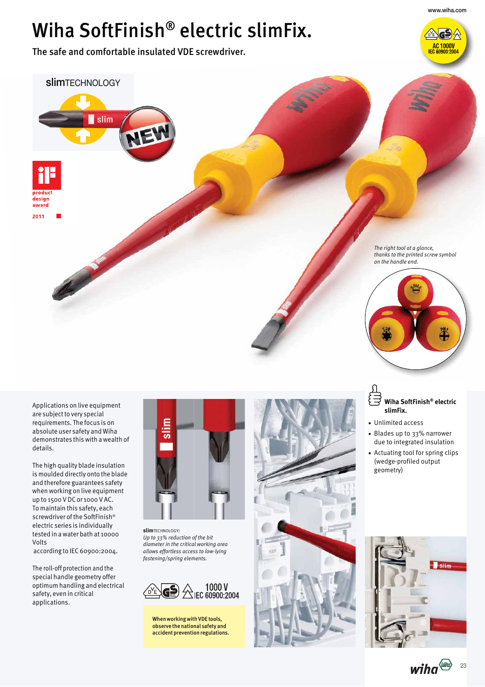 Wiha softfinish, Electric slimfix, Slim | The safe and comfortable insulated vde screwdriver | Wiha Tools VDE tools brochure User Manual | Page 23 / 68