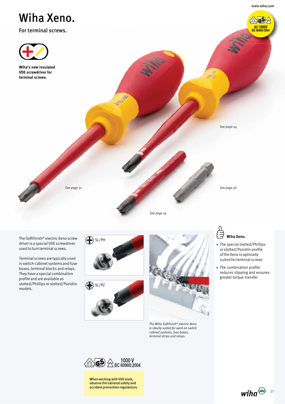 Wiha xeno, For terminal screws | Wiha Tools VDE tools brochure User Manual | Page 27 / 68