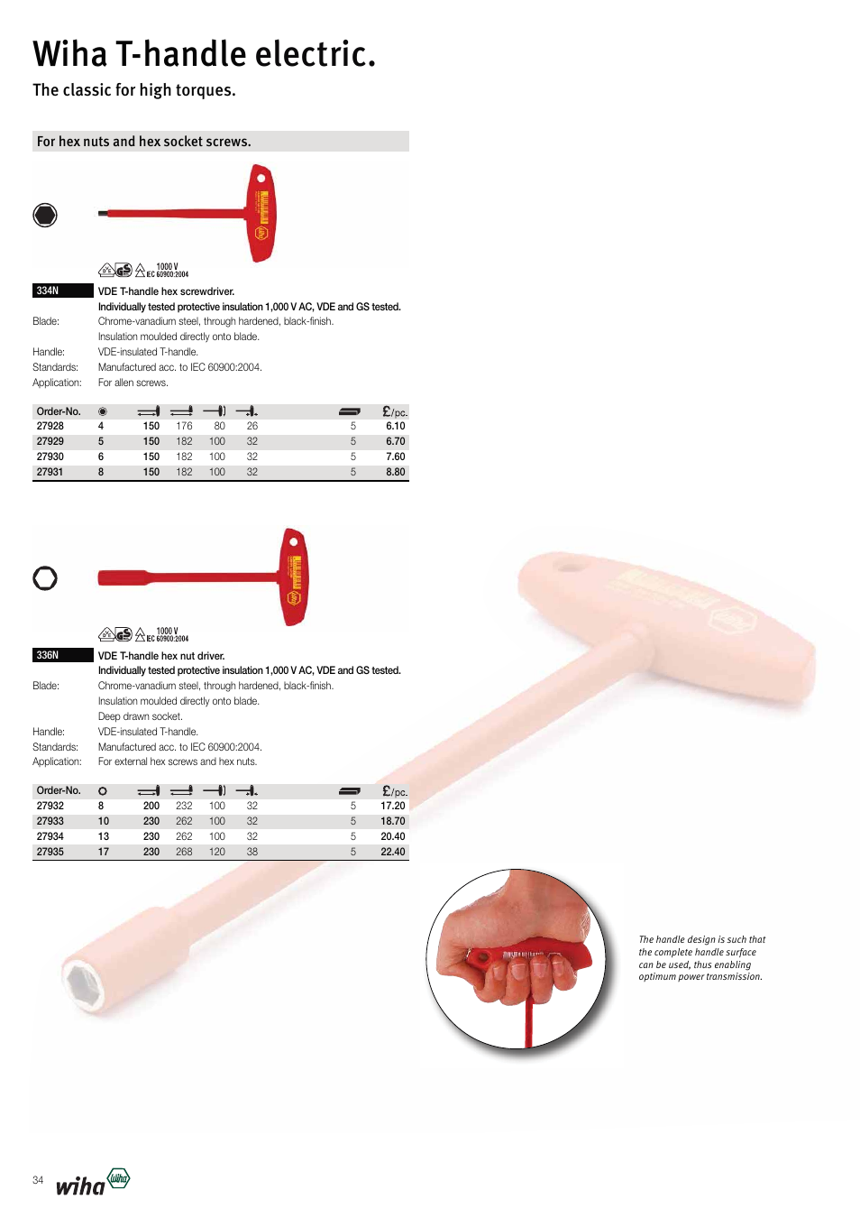 Wiha t-handle electric, The classic for high torques | Wiha Tools VDE tools brochure User Manual | Page 34 / 68