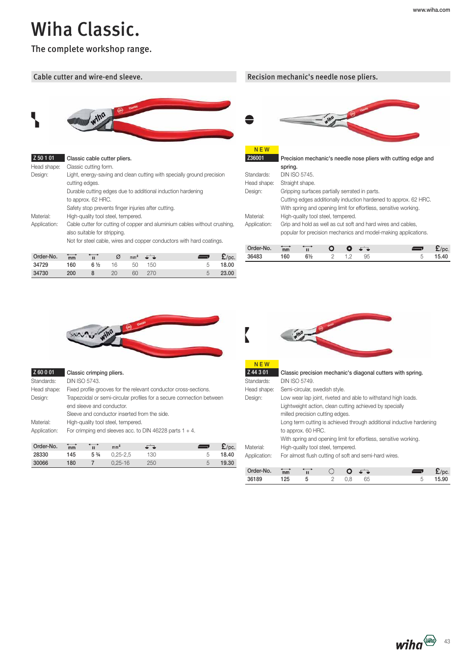 Wiha classic, The complete workshop range | Wiha Tools VDE tools brochure User Manual | Page 43 / 68