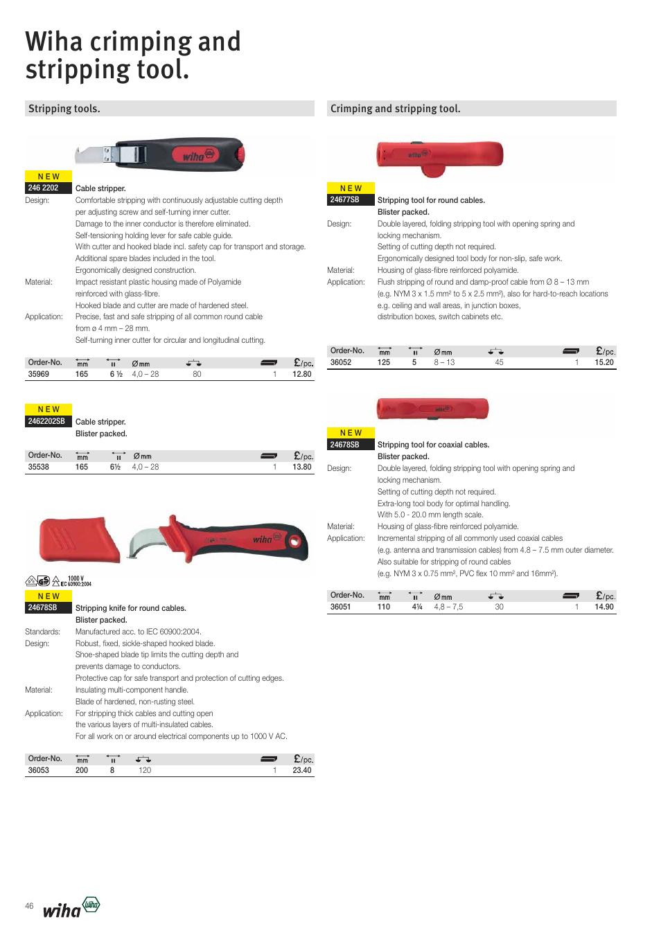 Wiha crimping and stripping tool | Wiha Tools VDE tools brochure User Manual | Page 46 / 68