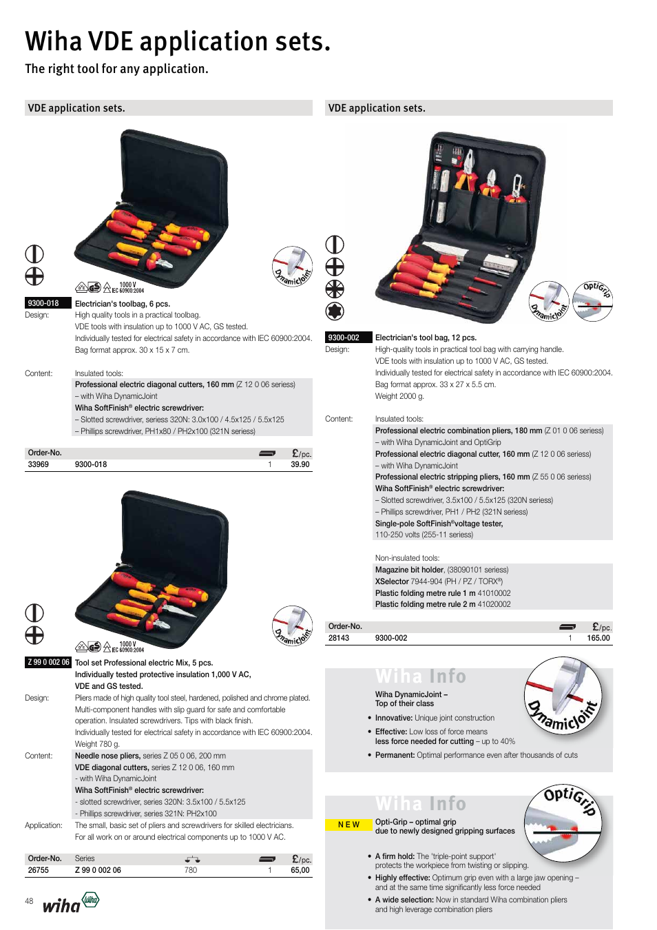 Wiha vde application sets, Wiha info, The right tool for any application | Wiha Tools VDE tools brochure User Manual | Page 48 / 68