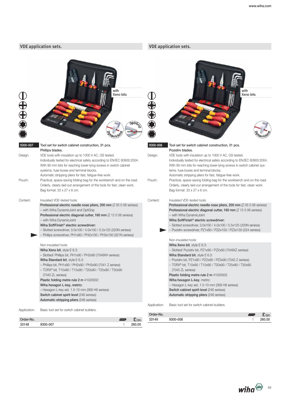 Vde application sets | Wiha Tools VDE tools brochure User Manual | Page 49 / 68