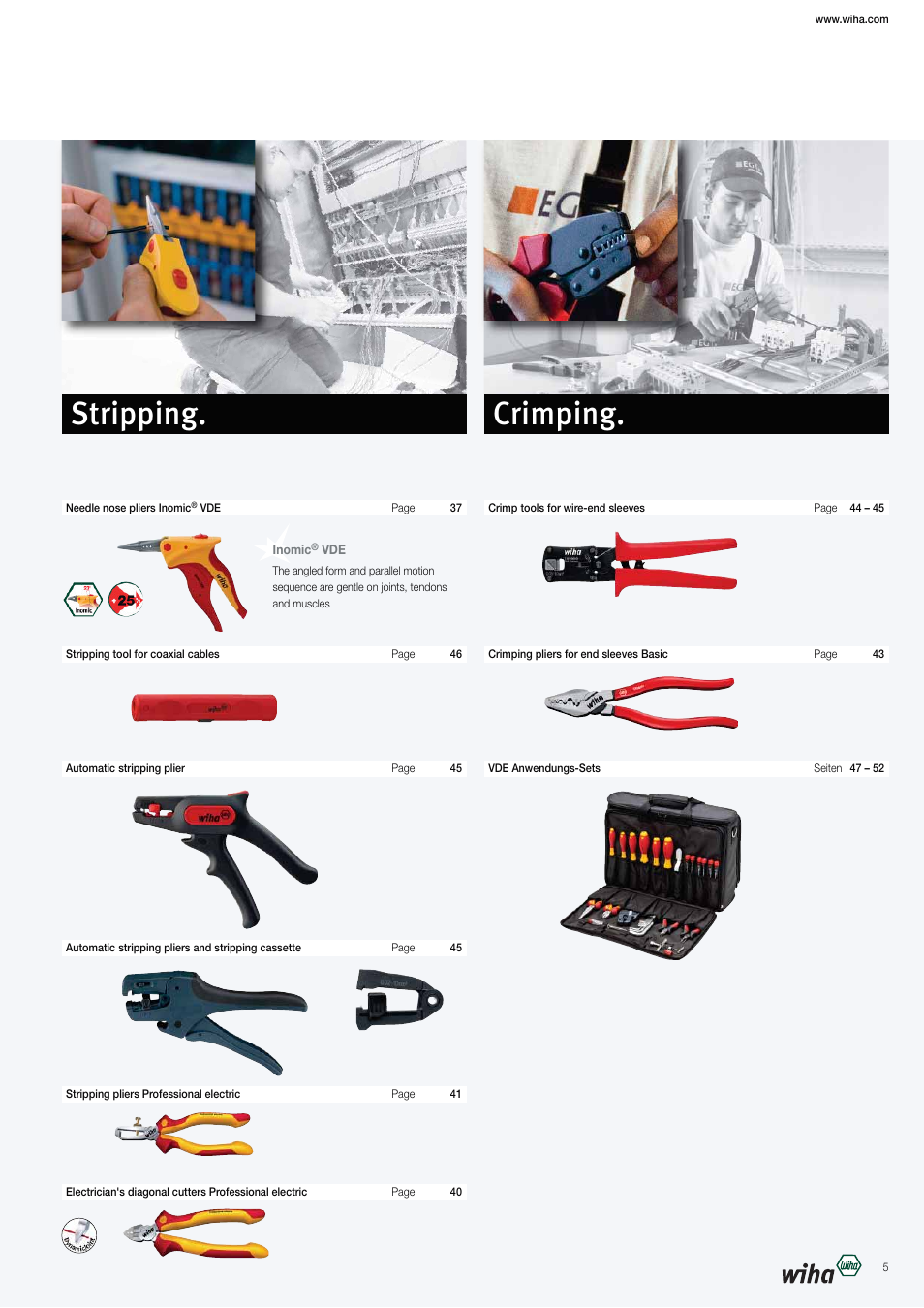 Stripping. crimping | Wiha Tools VDE tools brochure User Manual | Page 5 / 68