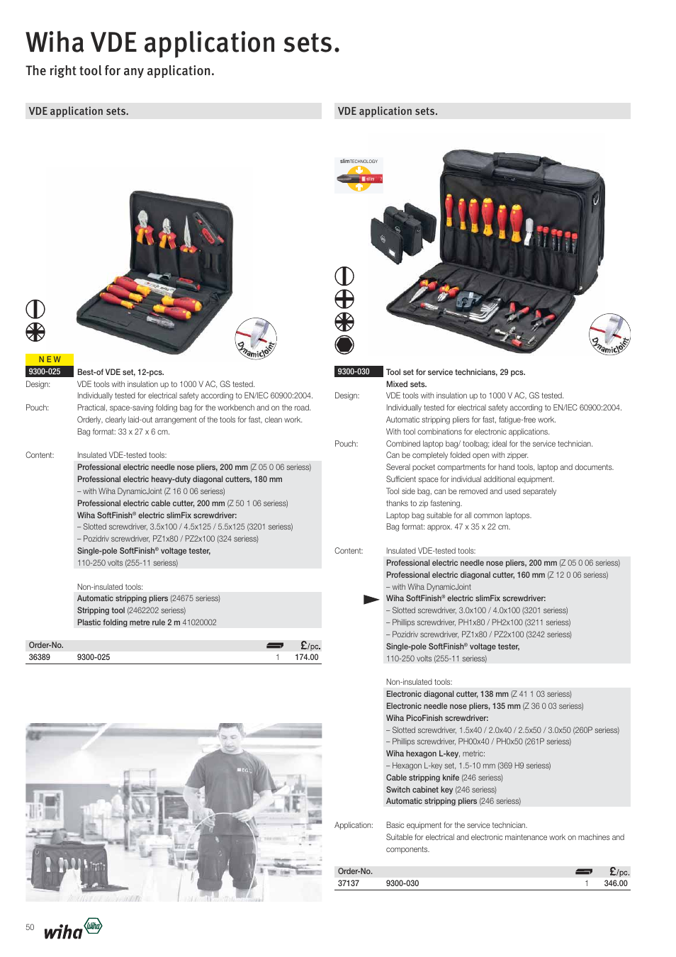 Wiha vde application sets, The right tool for any application, Vde application sets | Wiha Tools VDE tools brochure User Manual | Page 50 / 68