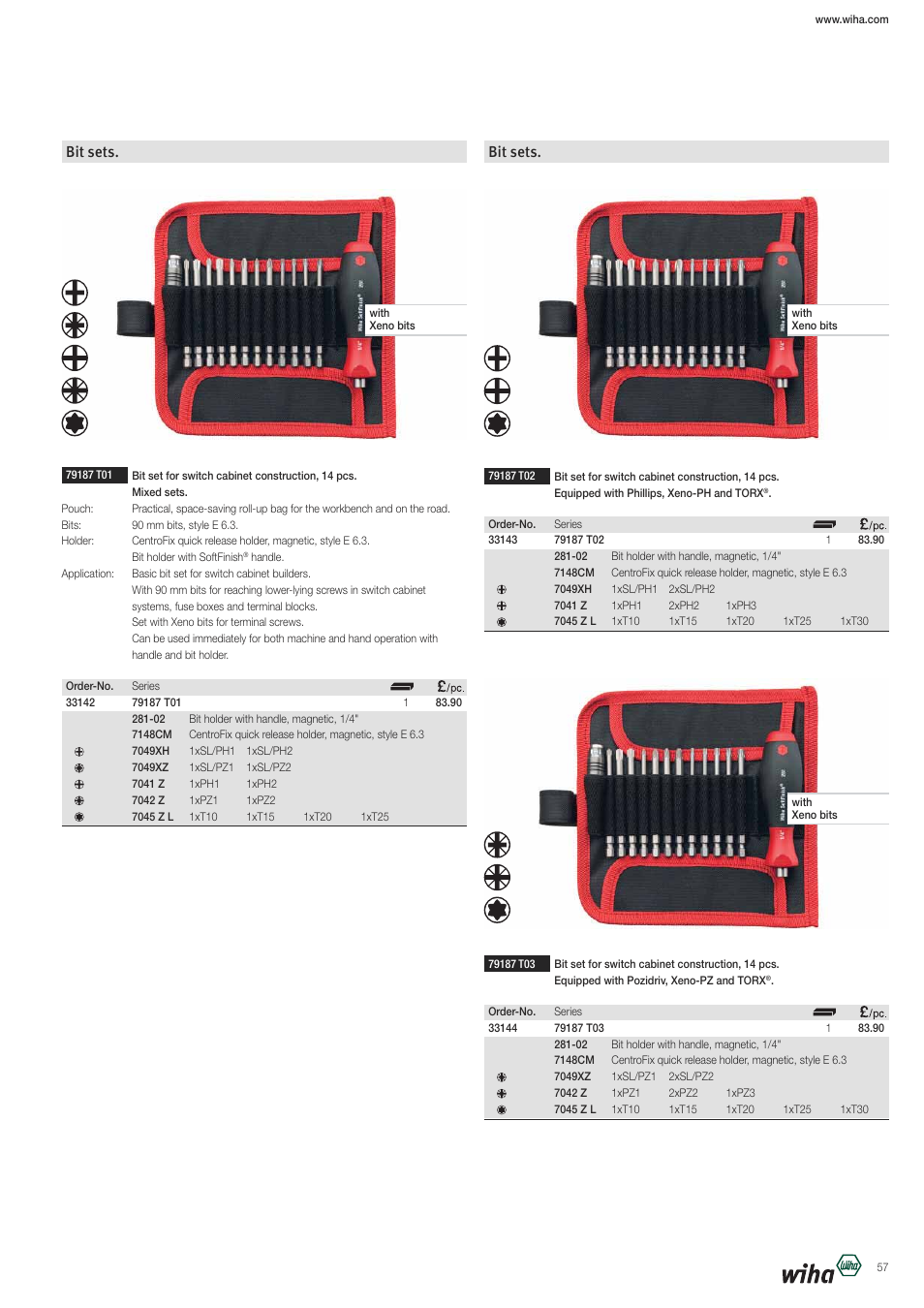 Bit sets | Wiha Tools VDE tools brochure User Manual | Page 57 / 68