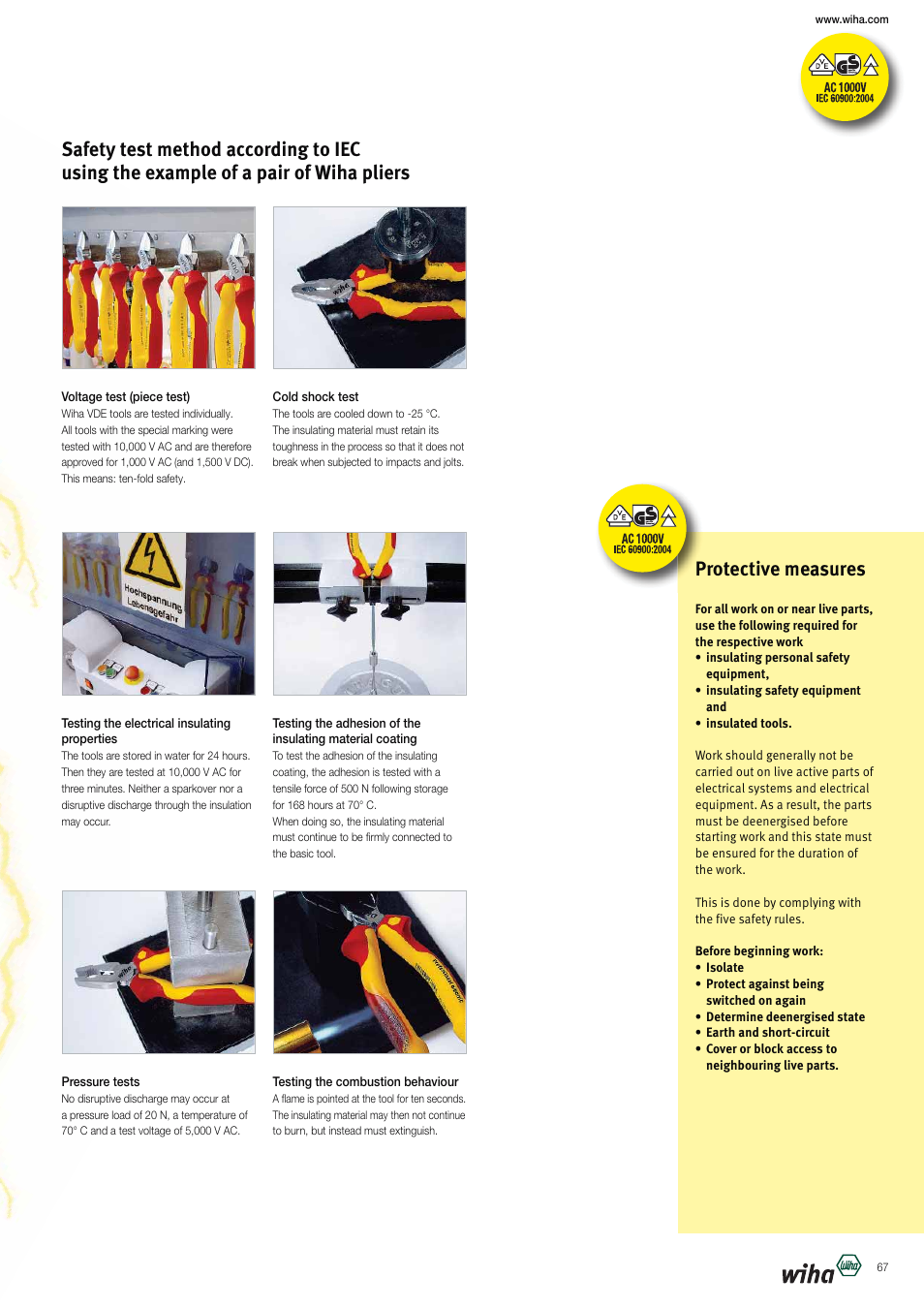 Protective measures | Wiha Tools VDE tools brochure User Manual | Page 67 / 68