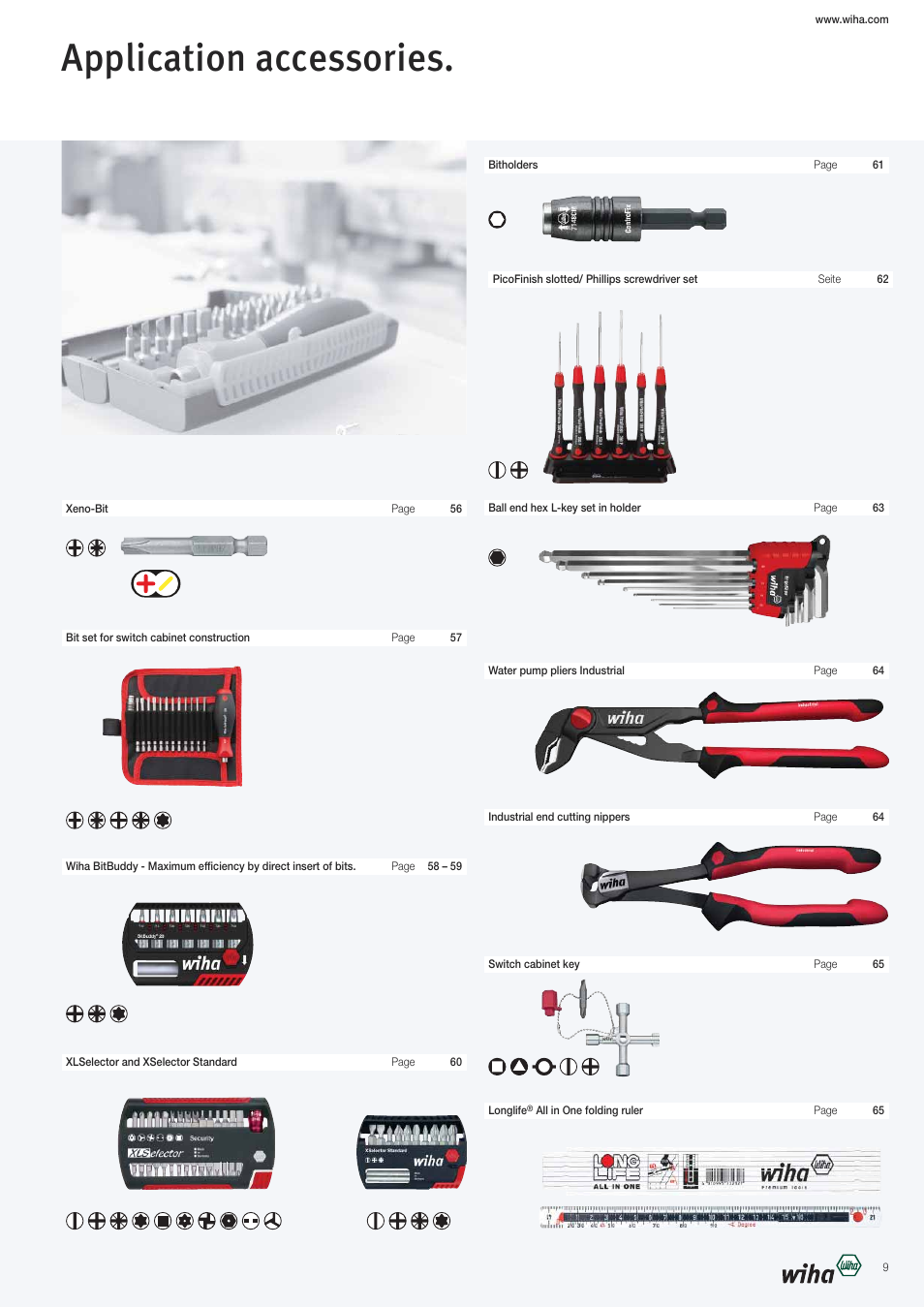 Application accessories | Wiha Tools VDE tools brochure User Manual | Page 9 / 68