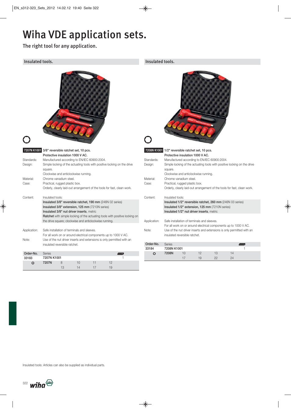 Wiha vde application sets, The right tool for any application, Insulated tools | Wiha Tools Mixed sets User Manual | Page 11 / 12