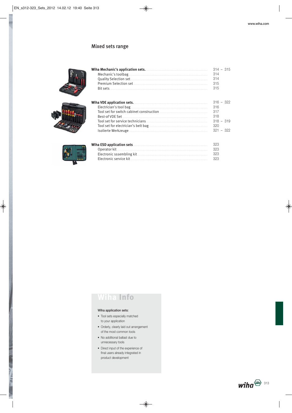 Wiha info, Mixed sets range | Wiha Tools Mixed sets User Manual | Page 2 / 12