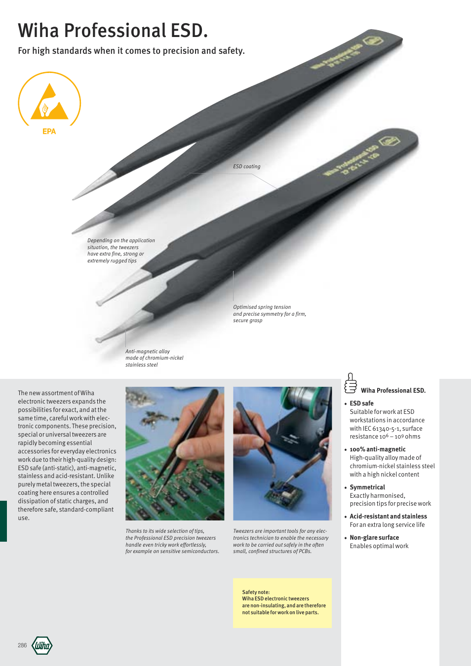 Wiha Tools Professional ESD SMD tweezers User Manual | 1 page