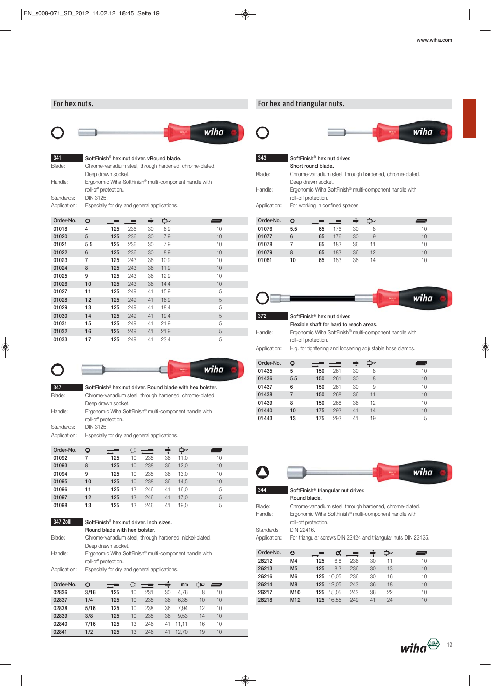 For hex nuts, For hex and triangular nuts | Wiha Tools Screwdrivers User Manual | Page 12 / 64