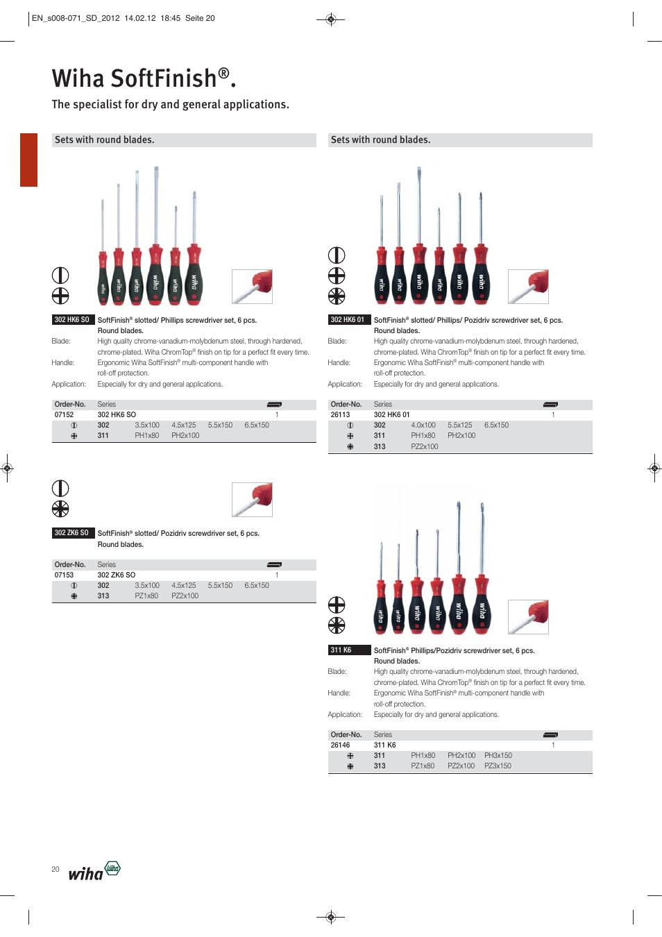 Wiha softfinish, The specialist for dry and general applications, Sets with round blades | Wiha Tools Screwdrivers User Manual | Page 13 / 64