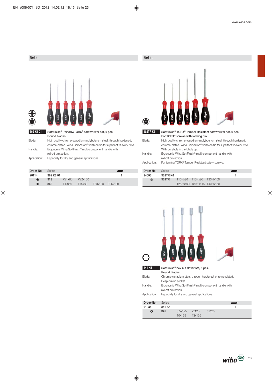 Sets | Wiha Tools Screwdrivers User Manual | Page 16 / 64