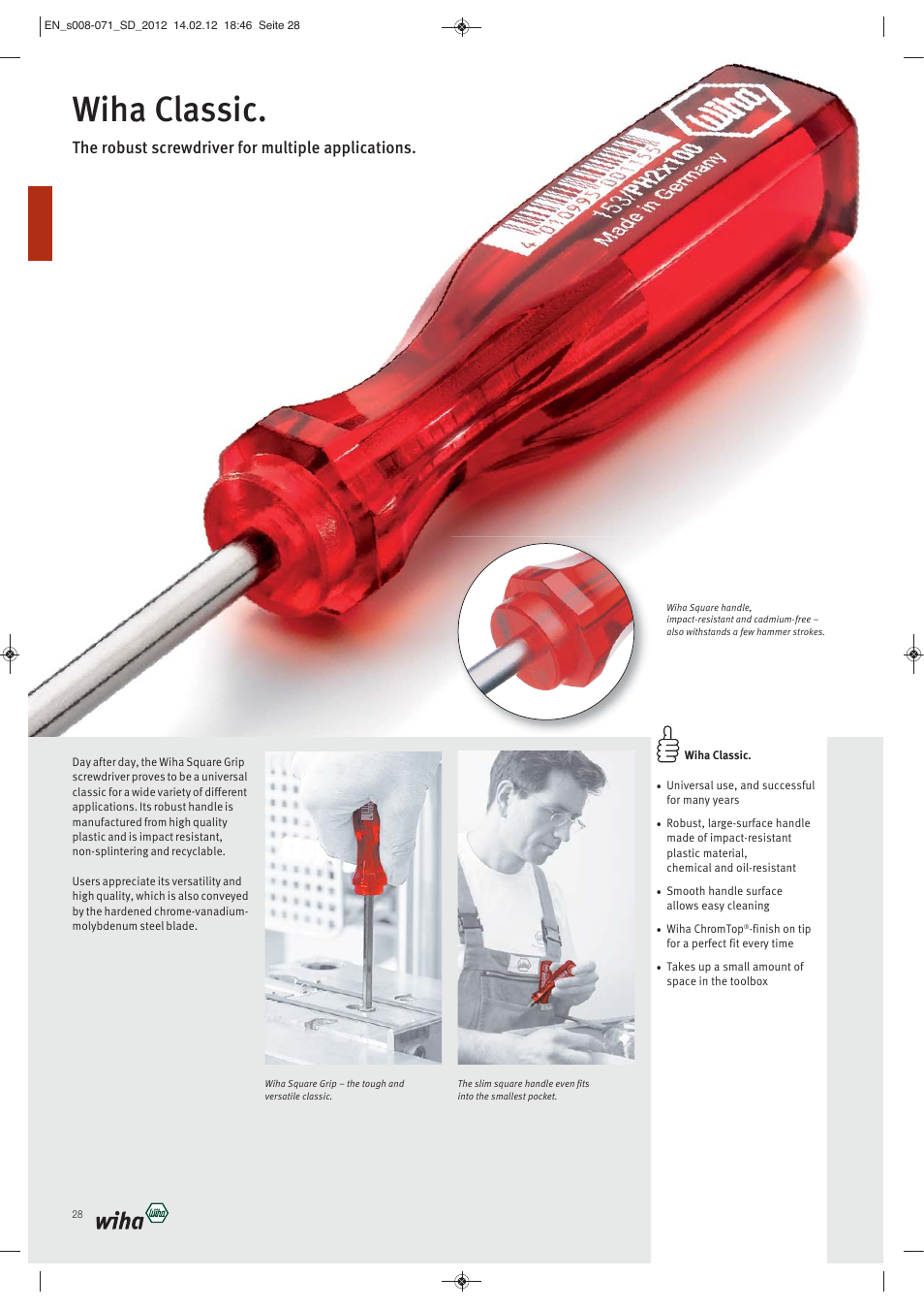 Wiha classic, The robust screwdriver for multiple applications | Wiha Tools Screwdrivers User Manual | Page 21 / 64