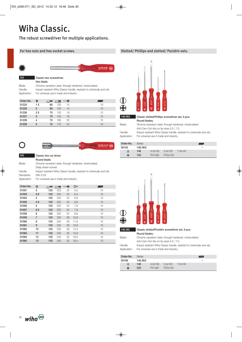 Wiha classic, The robust screwdriver for multiple applications, For hex nuts and hex socket screws | Slotted/ phillips and slotted/ pozidriv sets | Wiha Tools Screwdrivers User Manual | Page 23 / 64