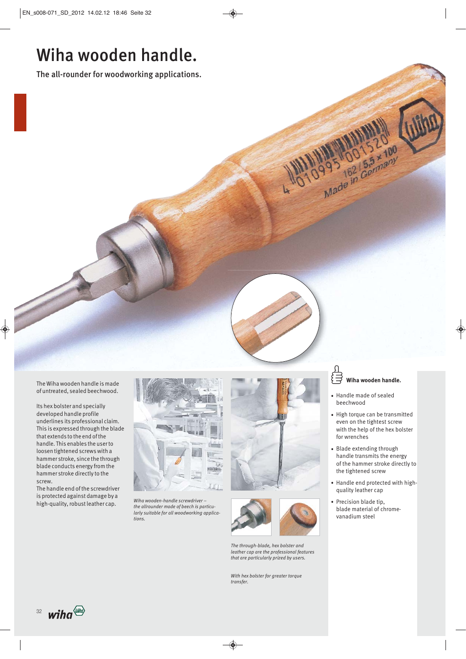 Wiha wooden handle, The all-rounder for woodworking applications | Wiha Tools Screwdrivers User Manual | Page 25 / 64
