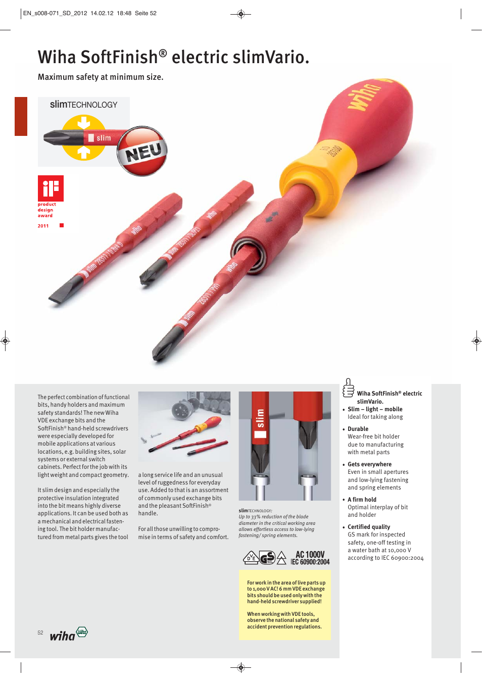 Wiha softfinish, Electric slimvario, Slim | Maximum safety at minimum size | Wiha Tools Screwdrivers User Manual | Page 45 / 64