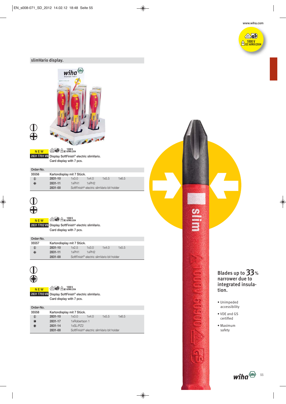 Blades up to, Narrower due to integrated insula- tion, Slimvario display | Wiha Tools Screwdrivers User Manual | Page 48 / 64