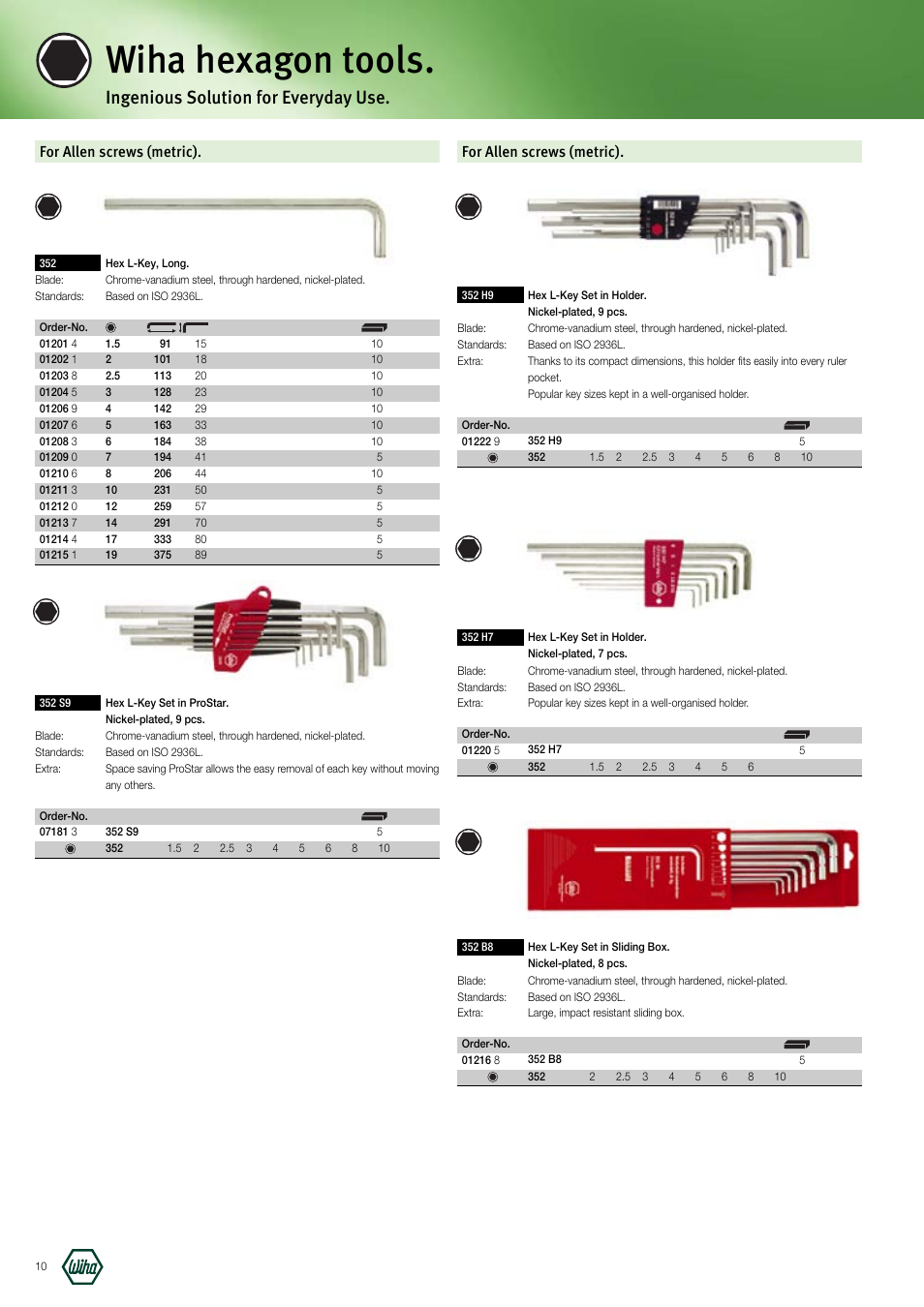Wiha hexagon tools, Ingenious solution for everyday use, For allen screws (metric) | Wiha Tools Manufacturing Tools brochure User Manual | Page 10 / 60