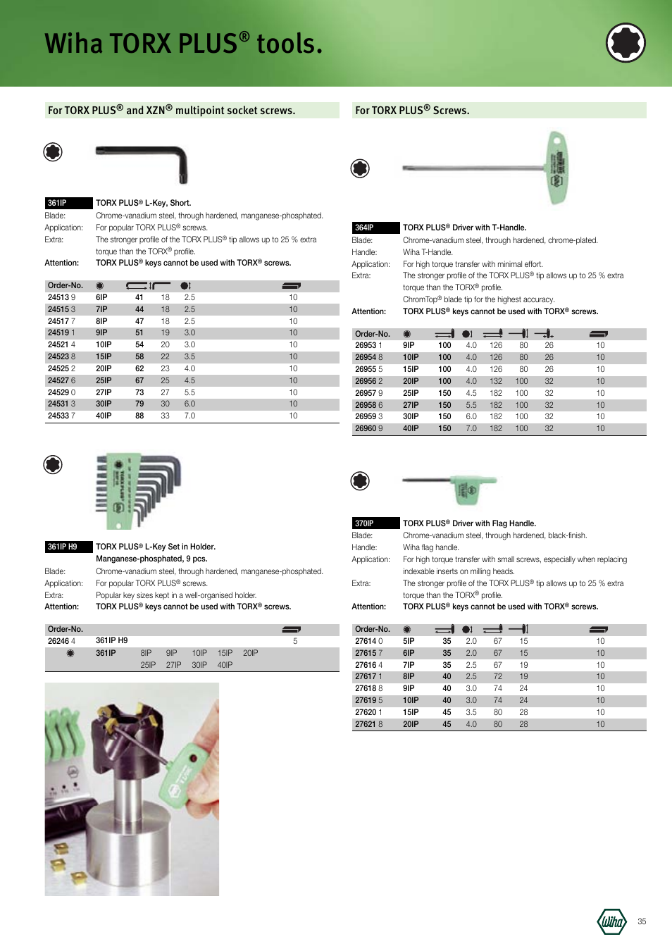 Wiha torx plus, Tools, For torx plus | And xzn, Multipoint socket screws, Screws | Wiha Tools Manufacturing Tools brochure User Manual | Page 35 / 60