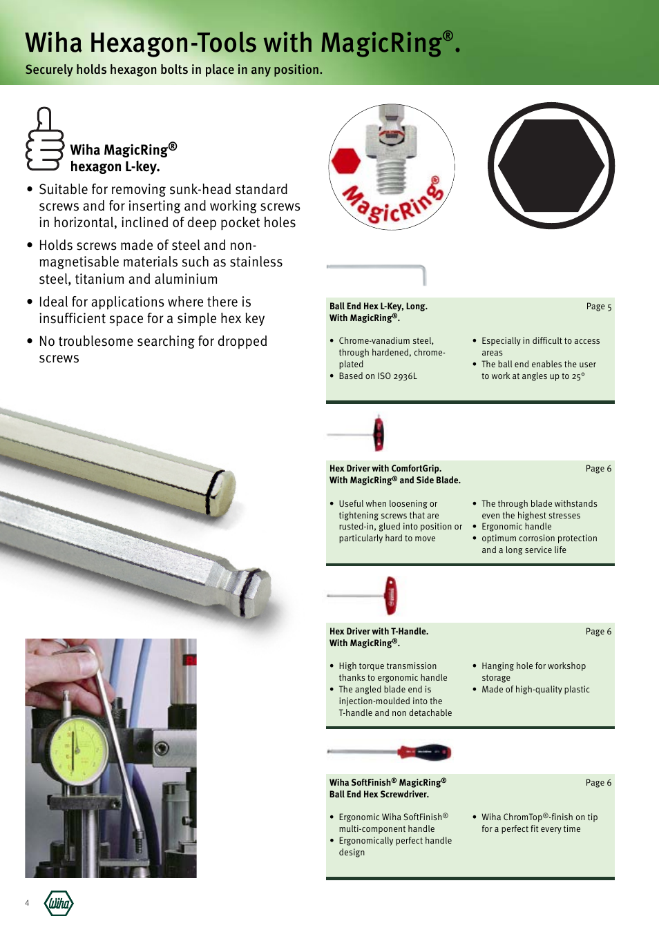 Wiha hexagon-tools with magicring, Wiha magicring | Wiha Tools Manufacturing Tools brochure User Manual | Page 4 / 60