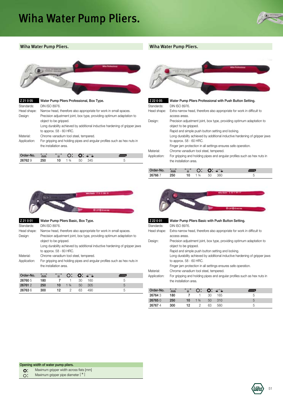 Wiha water pump pliers | Wiha Tools Manufacturing Tools brochure User Manual | Page 51 / 60