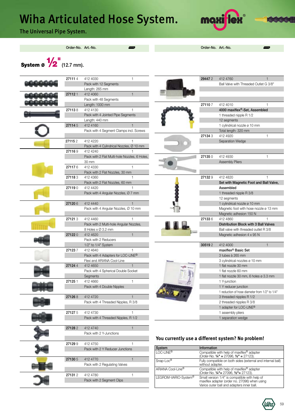 Wiha articulated hose system, The universal pipe system, System | You currently use a different system? no problem, 7 mm) | Wiha Tools Manufacturing Tools brochure User Manual | Page 59 / 60