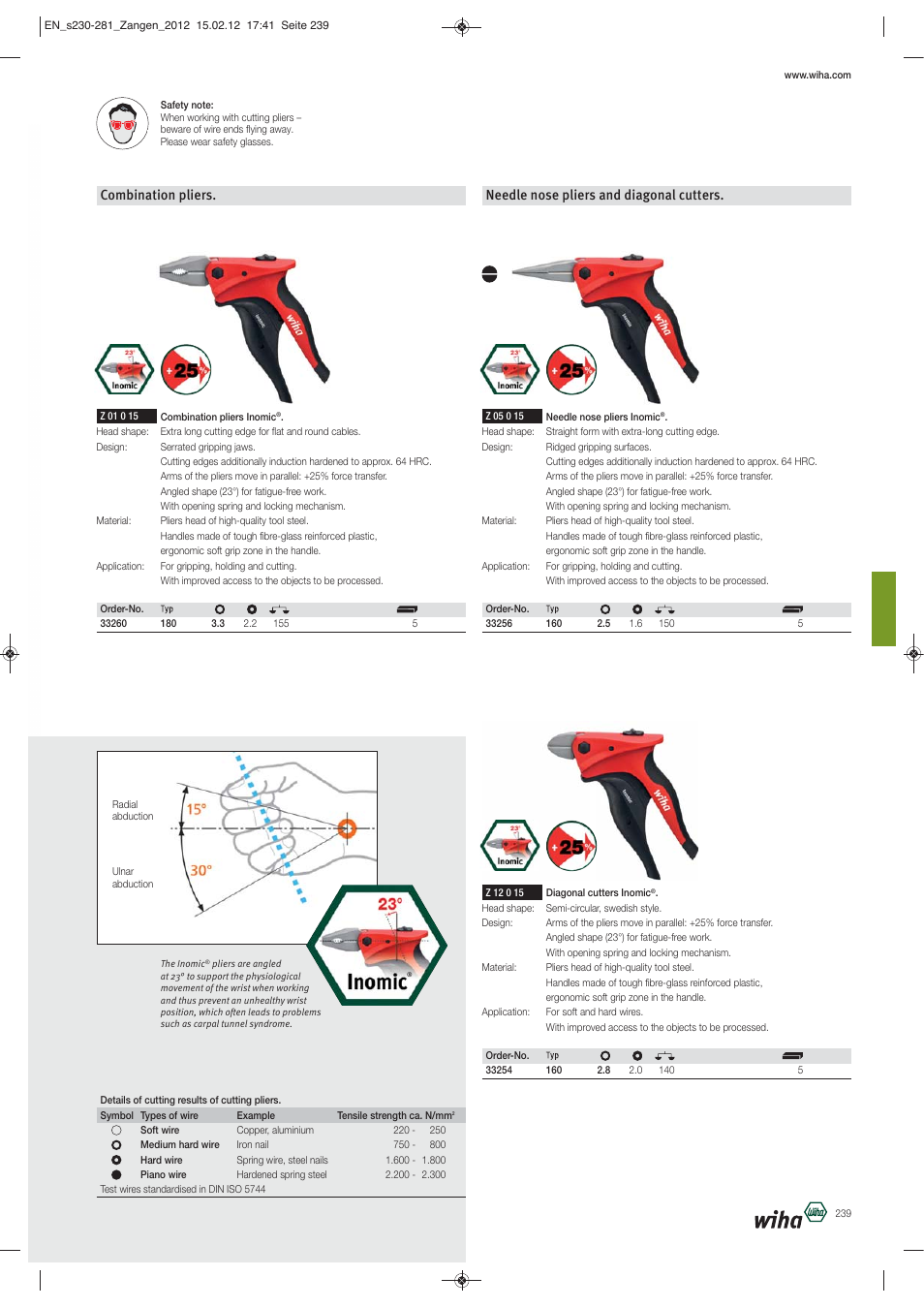 Combination pliers, Needle nose pliers and diagonal cutters | Wiha Tools Pliers User Manual | Page 10 / 52