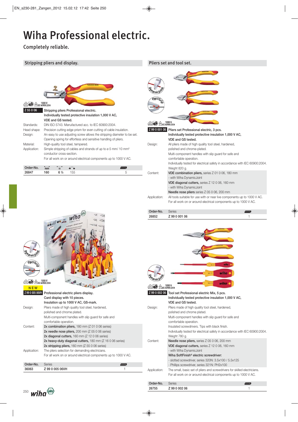 Wiha professional electric, Completely reliable, Pliers set and tool set | Stripping pliers and display | Wiha Tools Pliers User Manual | Page 21 / 52