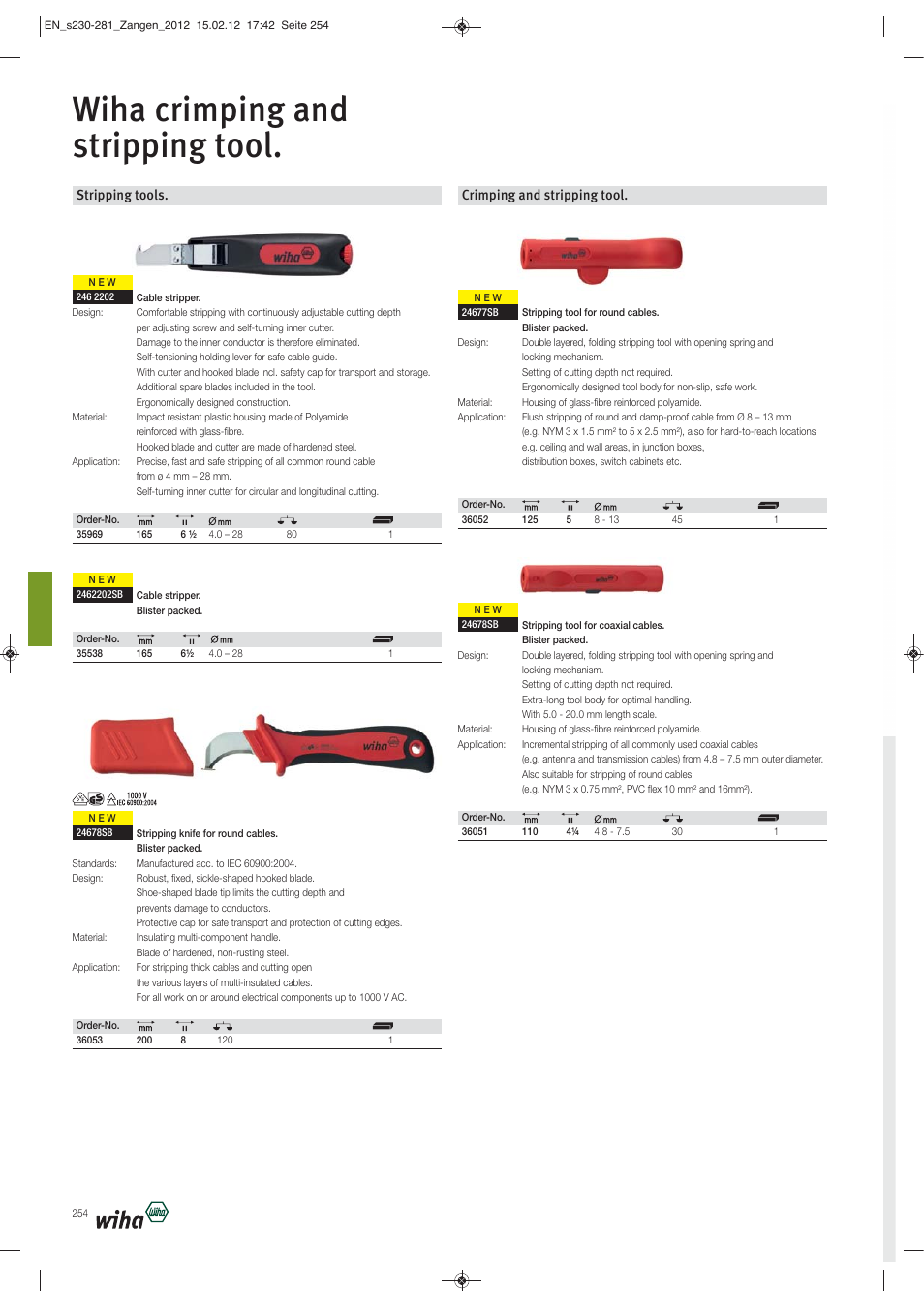 Wiha crimping and stripping tool, Stripping tools, Crimping and stripping tool | Wiha Tools Pliers User Manual | Page 25 / 52