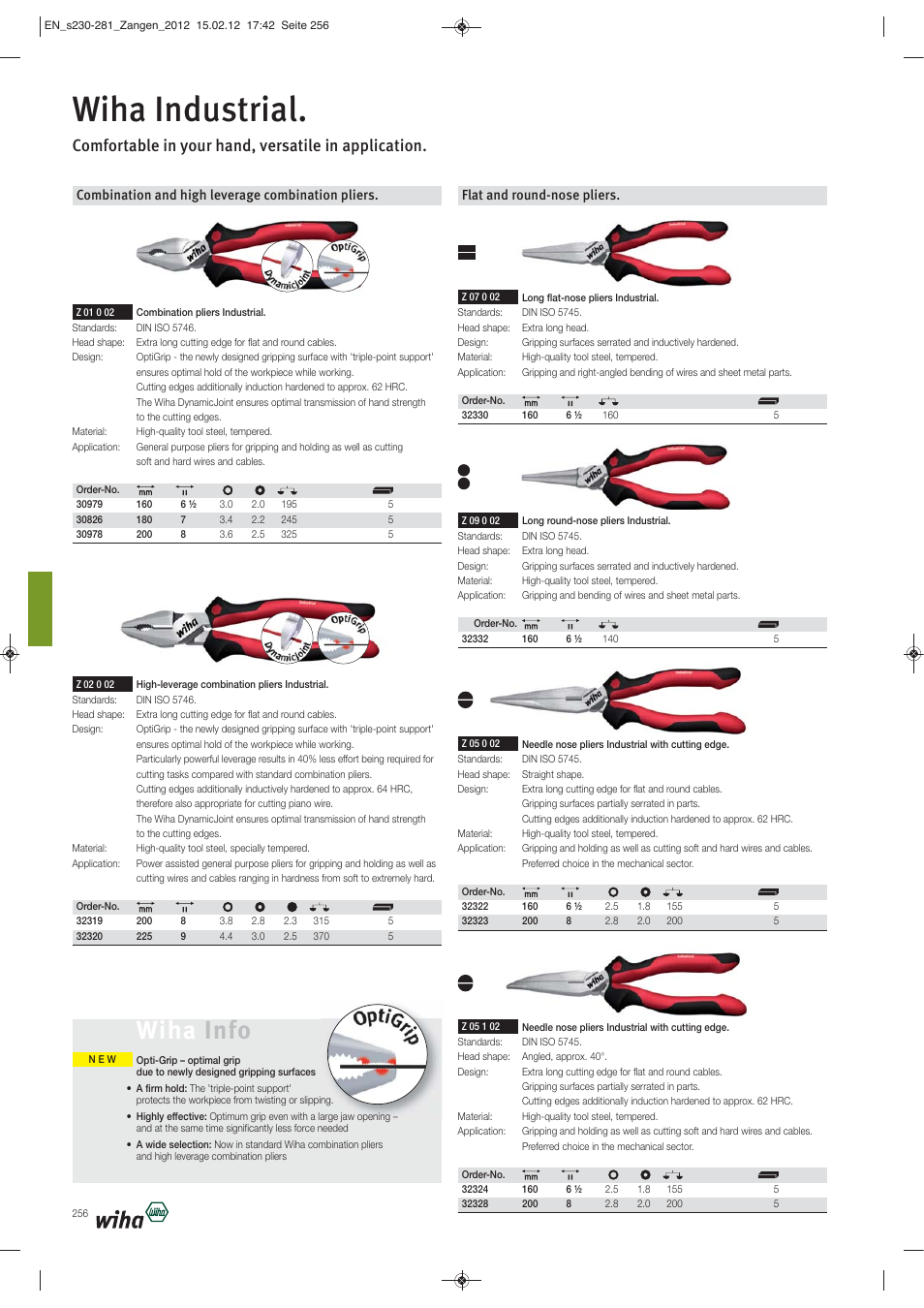 Wiha industrial, Wiha info, Comfortable in your hand, versatile in application | Combination and high leverage combination pliers, Flat and round-nose pliers | Wiha Tools Pliers User Manual | Page 27 / 52