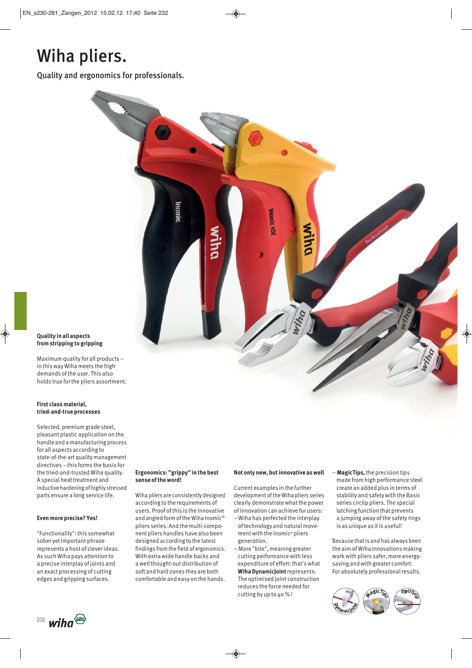 Wiha pliers, Quality and ergonomics for professionals | Wiha Tools Pliers User Manual | Page 3 / 52