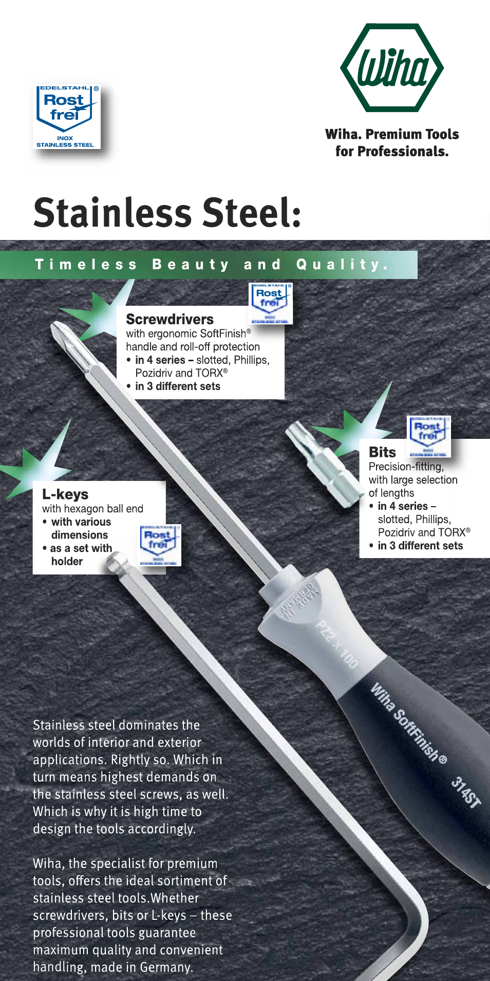 Stainless steel | Wiha Tools Stainless steel bit User Manual | Page 2 / 6