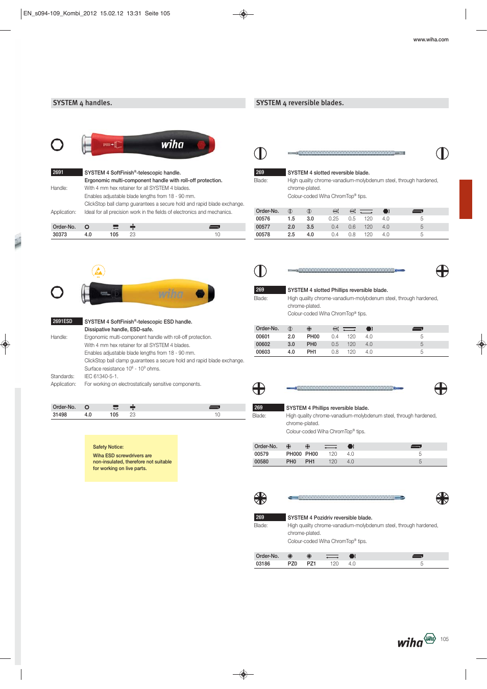 System 4 handles, System 4 reversible blades | Wiha Tools Reversible blade systems User Manual | Page 12 / 16