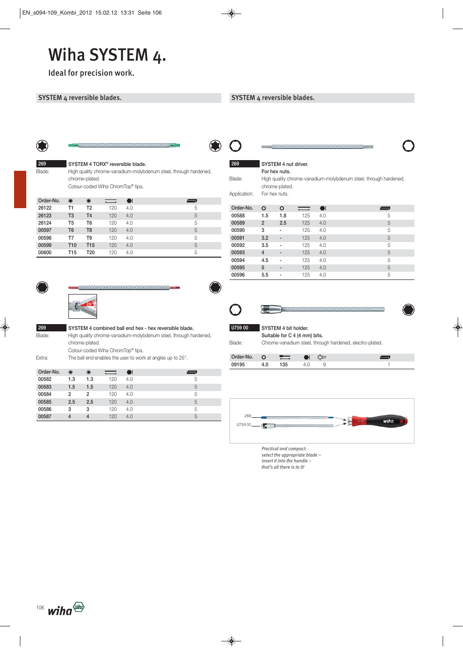 Wiha system 4, Ideal for precision work, System 4 reversible blades | Wiha Tools Reversible blade systems User Manual | Page 13 / 16