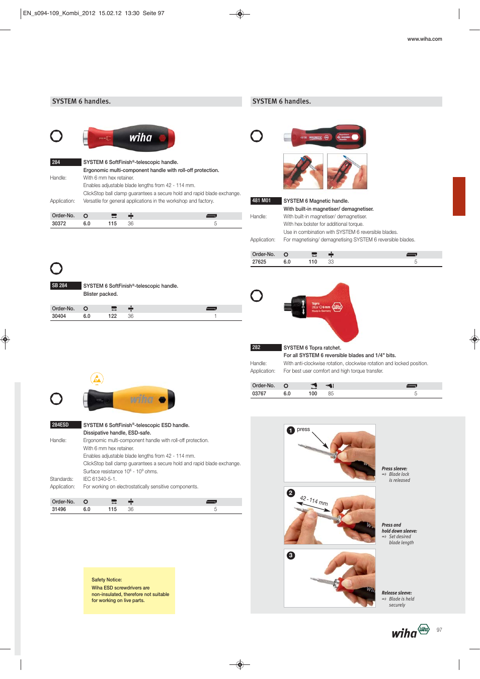 System 6 handles | Wiha Tools Reversible blade systems User Manual | Page 4 / 16