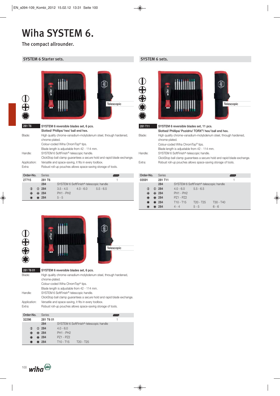 Wiha system 6, The compact allrounder, System 6 sets | System 6 starter sets | Wiha Tools Reversible blade systems User Manual | Page 7 / 16