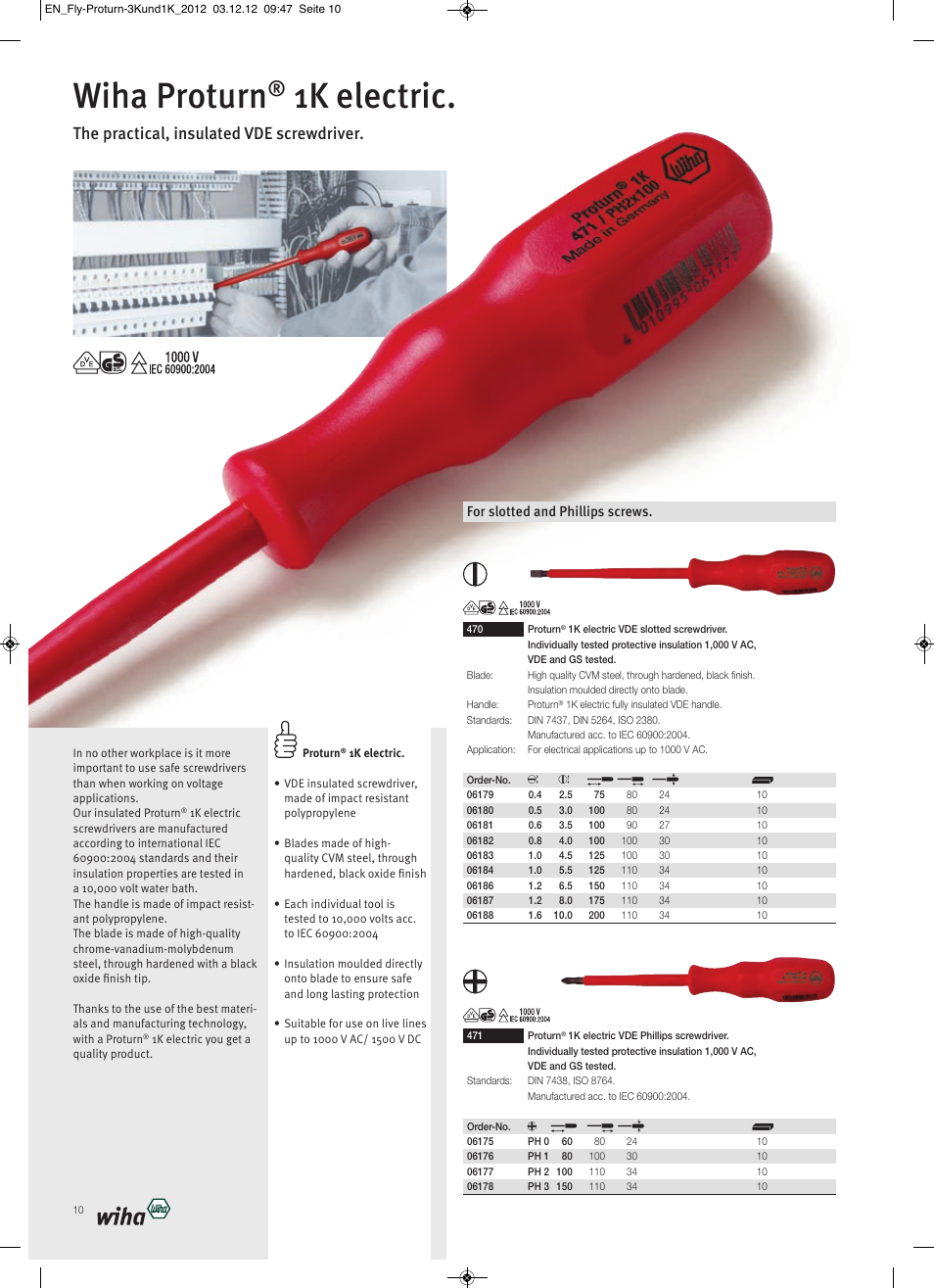 Wiha proturn, 1k electric, The practical, insulated vde screwdriver | Wiha Tools Proturn brochure User Manual | Page 10 / 12