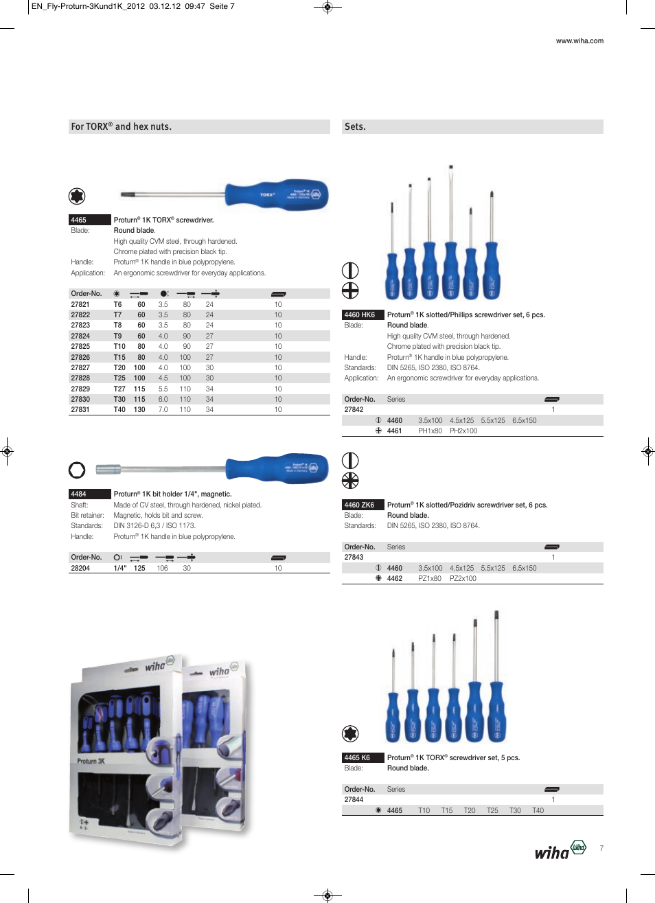 For torx, And hex nuts. sets | Wiha Tools Proturn brochure User Manual | Page 7 / 12