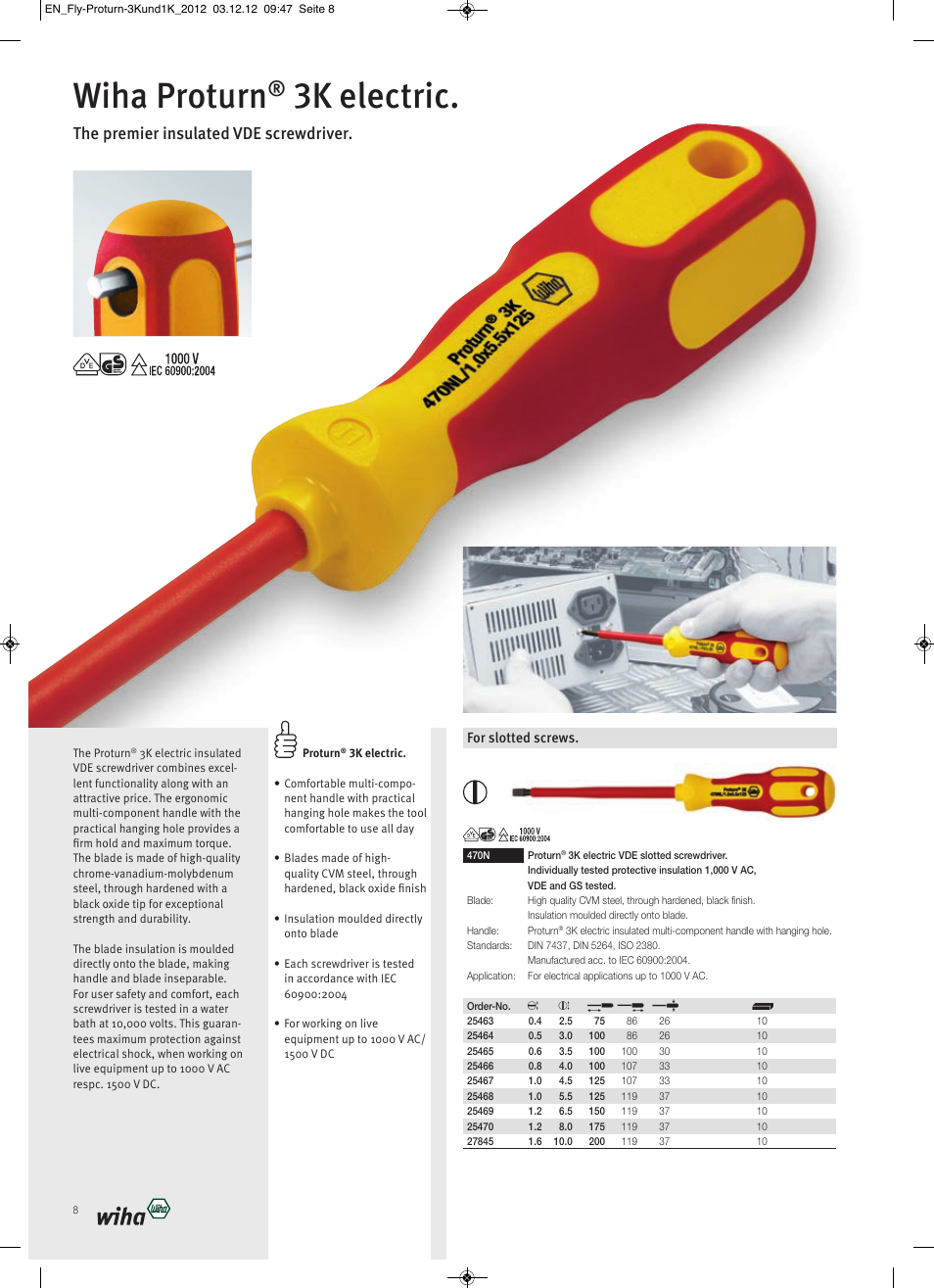 Wiha proturn, 3k electric, The premier insulated vde screwdriver | Wiha Tools Proturn brochure User Manual | Page 8 / 12