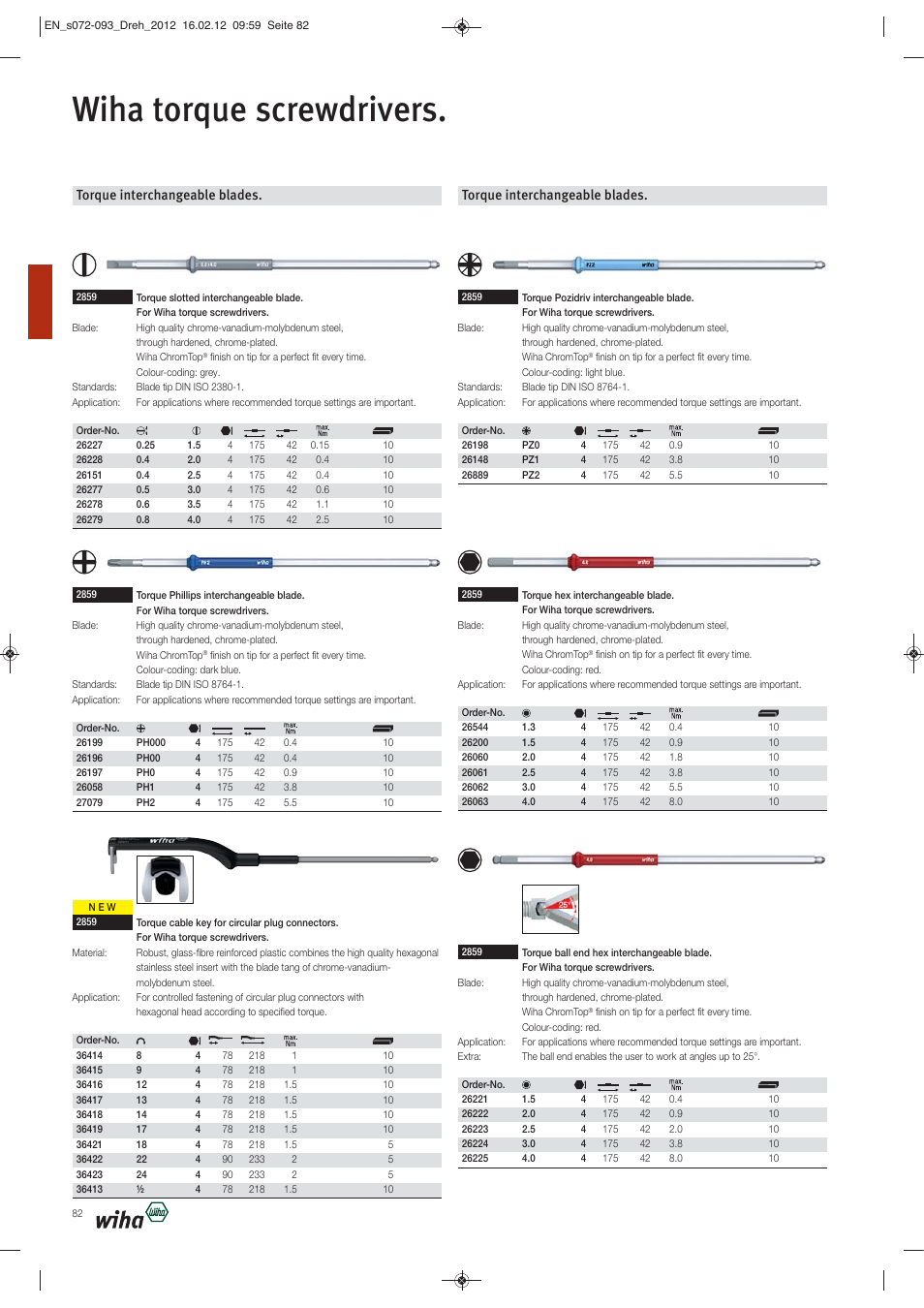 Wiha torque screwdrivers, Torque interchangeable blades | Wiha Tools Torque tools User Manual | Page 11 / 22