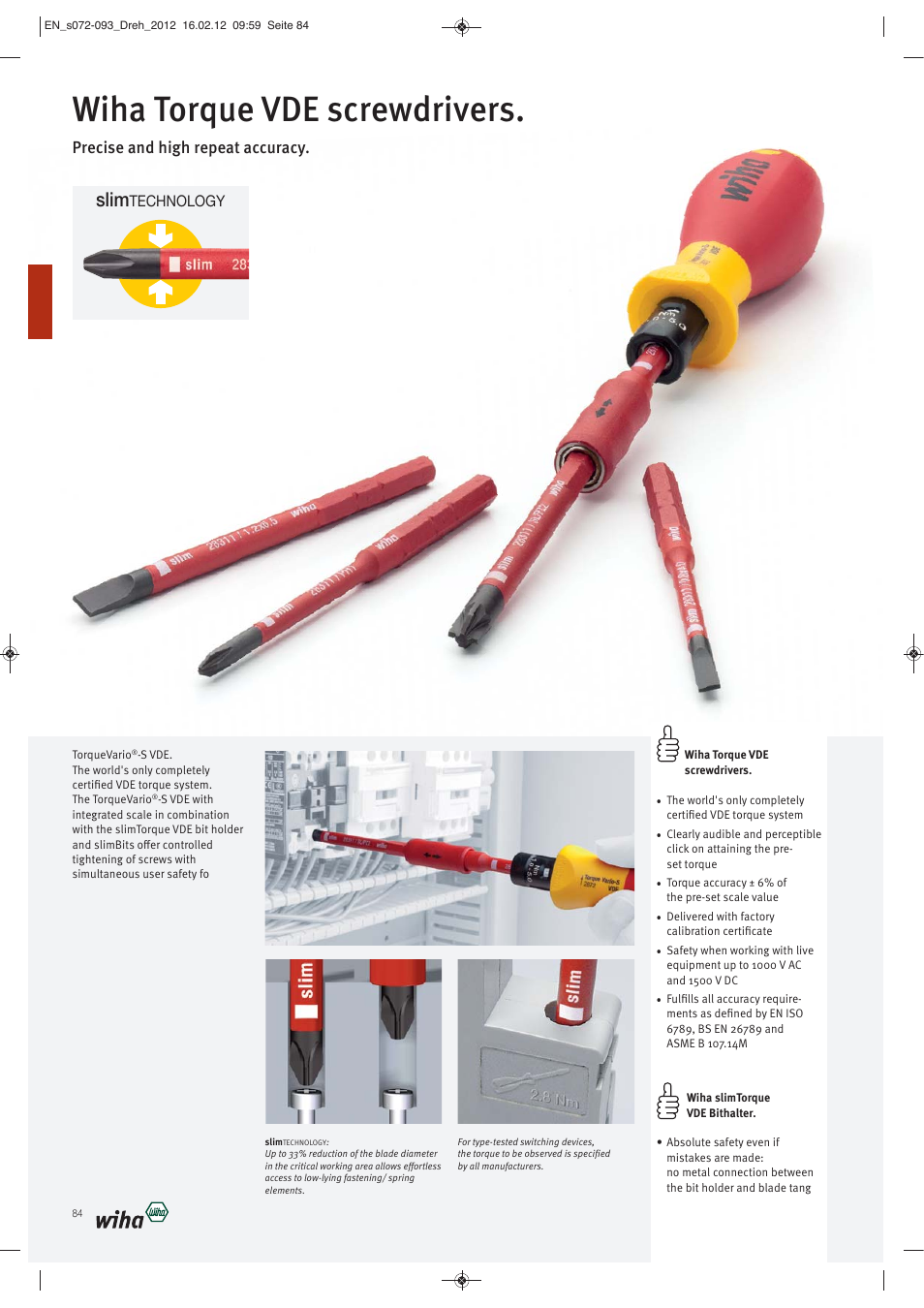 Wiha torque vde screwdrivers, Slim, Precise and high repeat accuracy | Technology | Wiha Tools Torque tools User Manual | Page 13 / 22